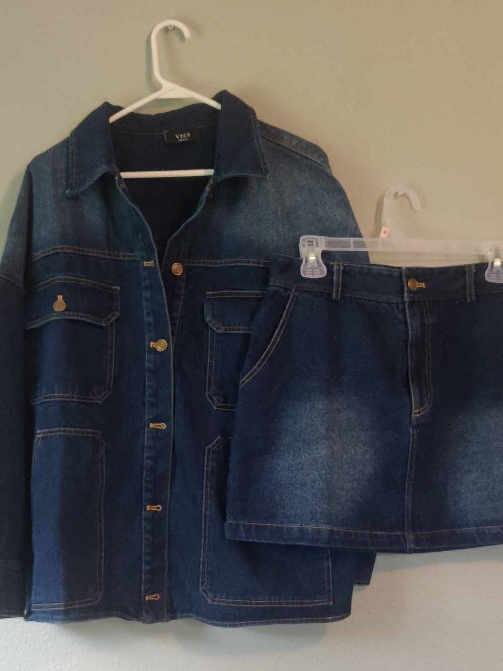 Denim Jacket And Skirt Set